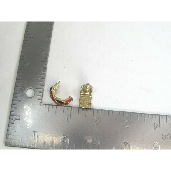 Vintage Red Blue Braided Enamel Pierced Earrings 51524 - Picture 5 of 6